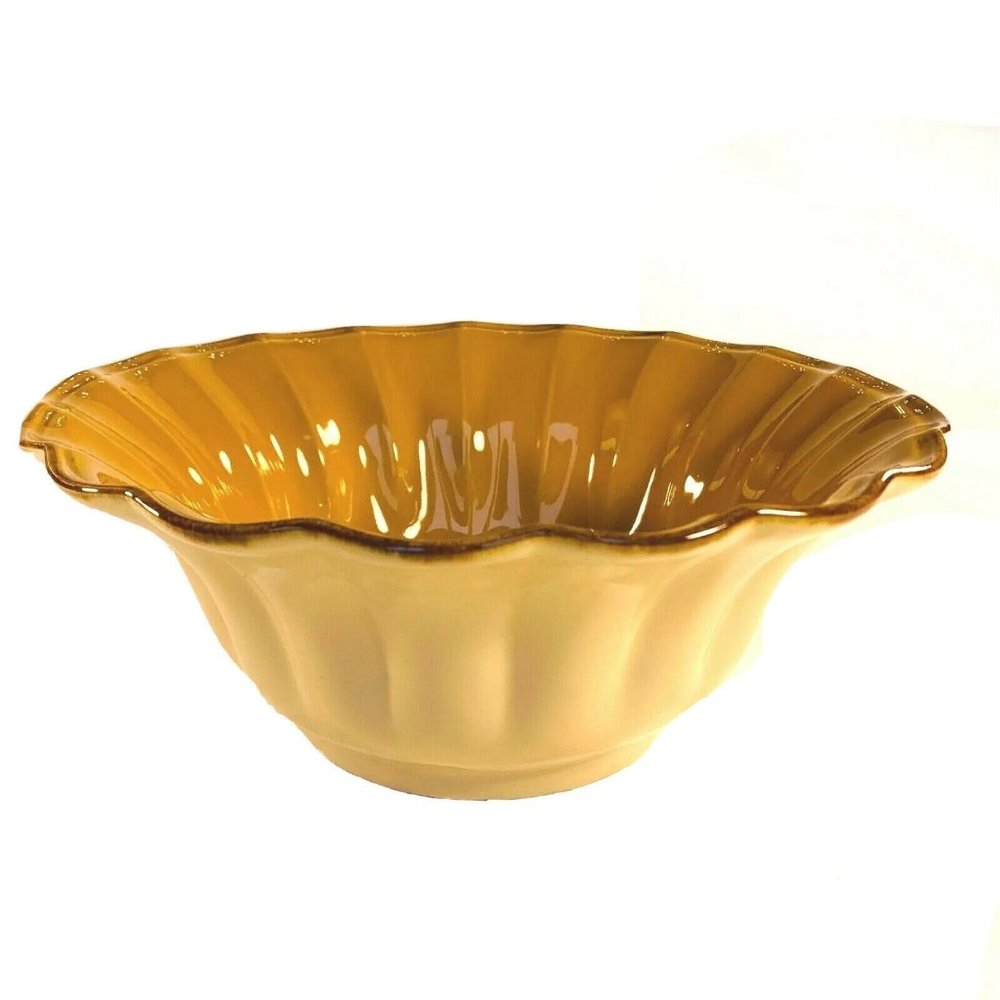 CASAFINA‎ Casastone Autumn Waves Large Stoneware Serving Bowl Mustard Yellow 11"